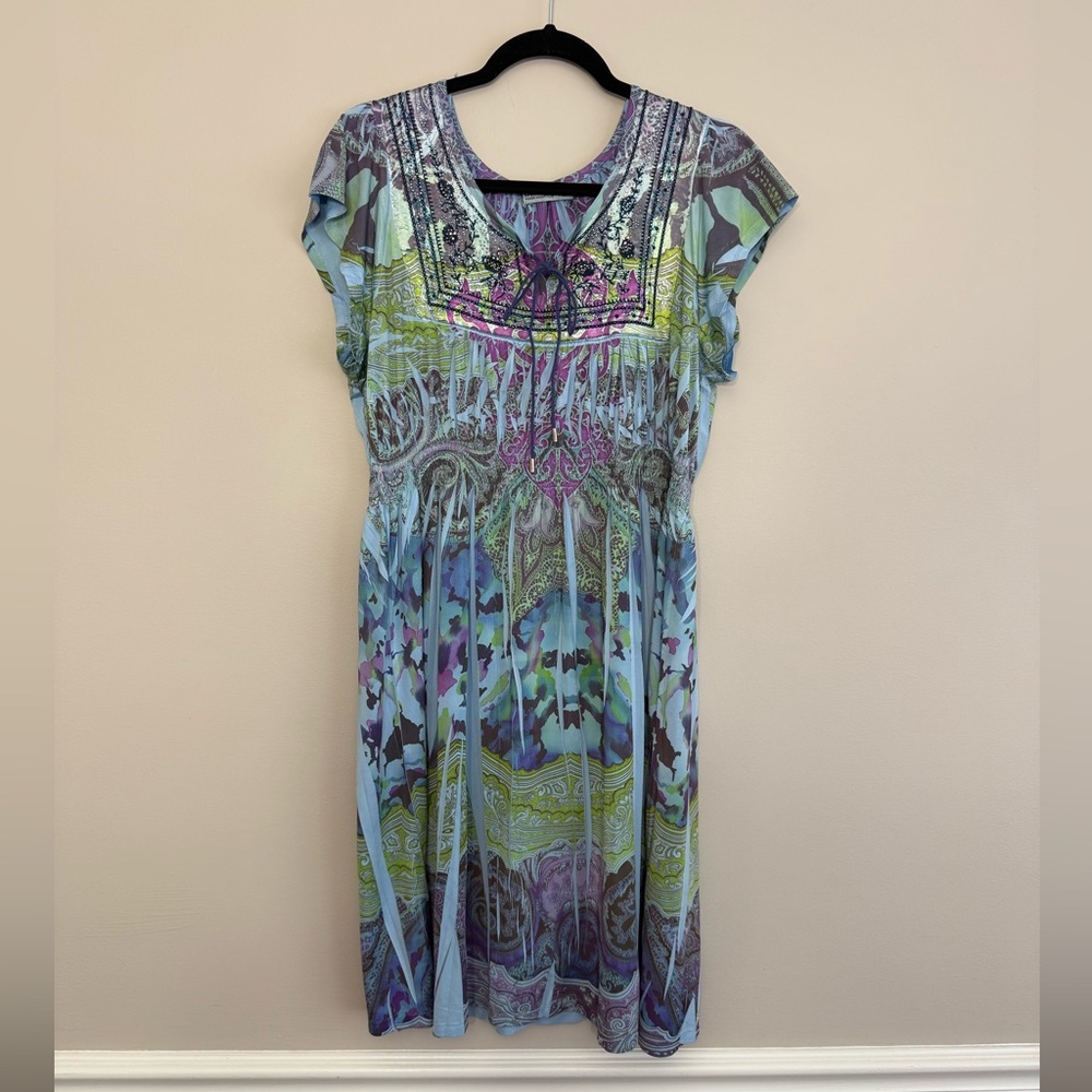 Unity World Wear Blue and Green Midi Dress